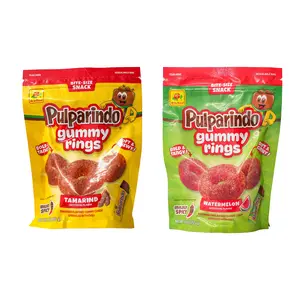 De La Rosa Pulparindo Gummy Rings Tamarindo & Watermelon Chewy Tamarind Flavored Bite Size Snack Sweet Spicy Kick