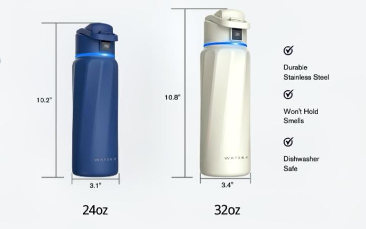 WATERH Boost Smart Water Bottle with APP - Insulated Stainless Steel Flask, Water Intake Tracker & Hydration Reminder, Portable Vacuum Thermal Cup, Wide Mouth Water Bottle for Travel & Gym,  , Free Christmas Sticker，Ideal Gift for Valentine's Day Gift