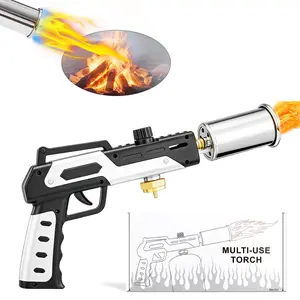 Kitchen Torch, Powerful Propane Torch with Adjustable Flame, Flamethrower Blow Torch, Gas Welding Kits for BBQ, Searing Steak, Camping & Charcoal Torch Lighter(Tank Not Included)