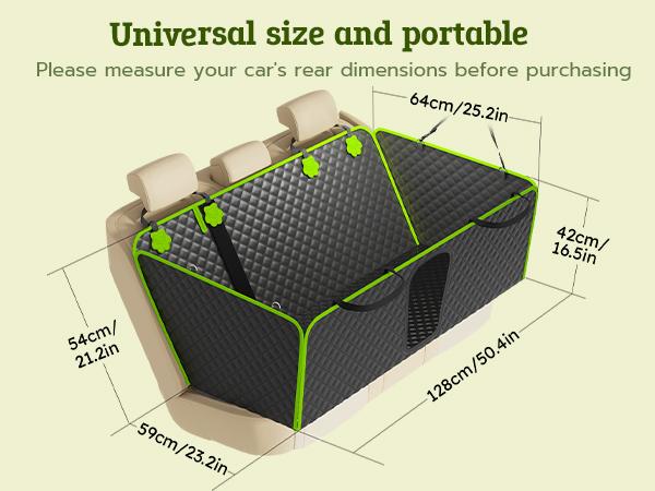 Pecute Pet Car Seat Cover Waterproof Dog Backseat Hammock with Mesh Window & Storage Pocket, 600D Non-Slip for Car/Truck, Easy to Install Washable