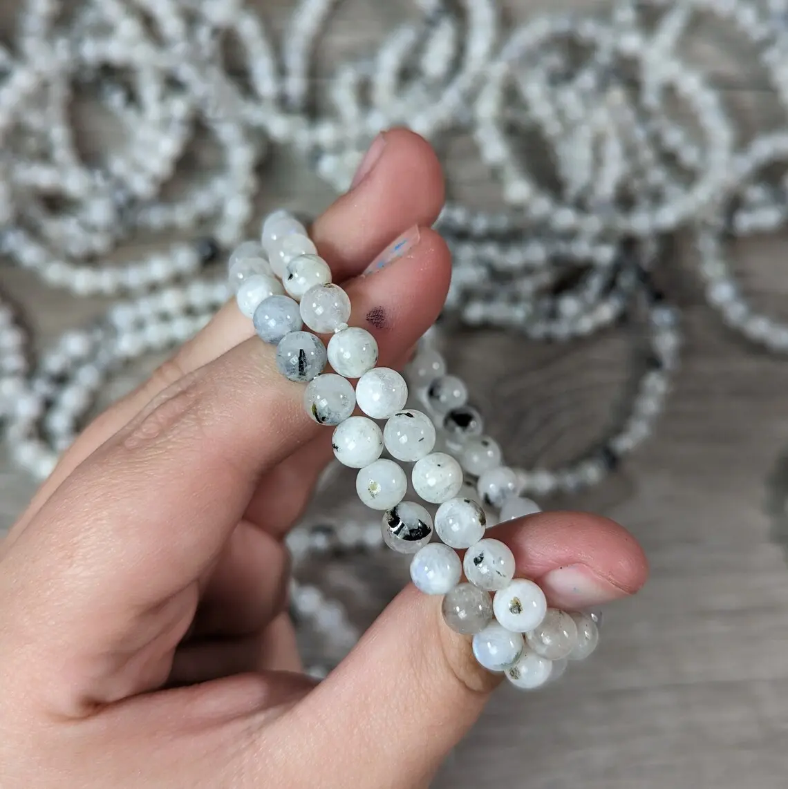 Sofia 4mm Rainbow Moonstone Stretch Bracelet - Natural Gemstone Jewelry, Boho Stone Accessory, Healing Crystal Piece, Dainty Handmade Daily Wear Gift for Her, Crystals Bracelets, Boho Stone Bracelet