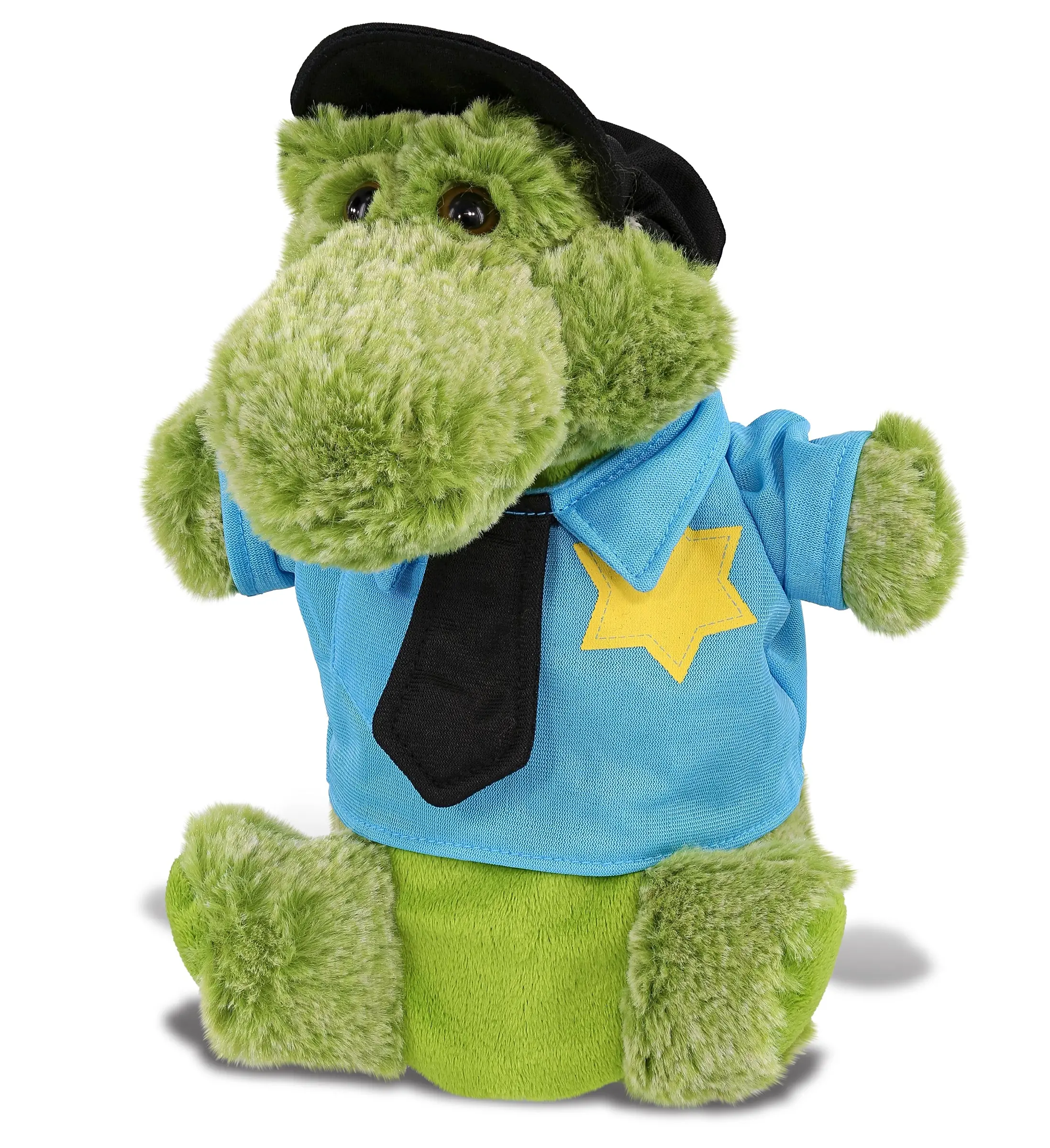 DOLLIBU Alligator Police Plush Hand Puppet - Super Soft Polyester Stuffed Toy, 7.5lx4.5wx9h inches, for Pretend Play, Bonding Time - Ideal for Novelty Gifts, Plush Lovers