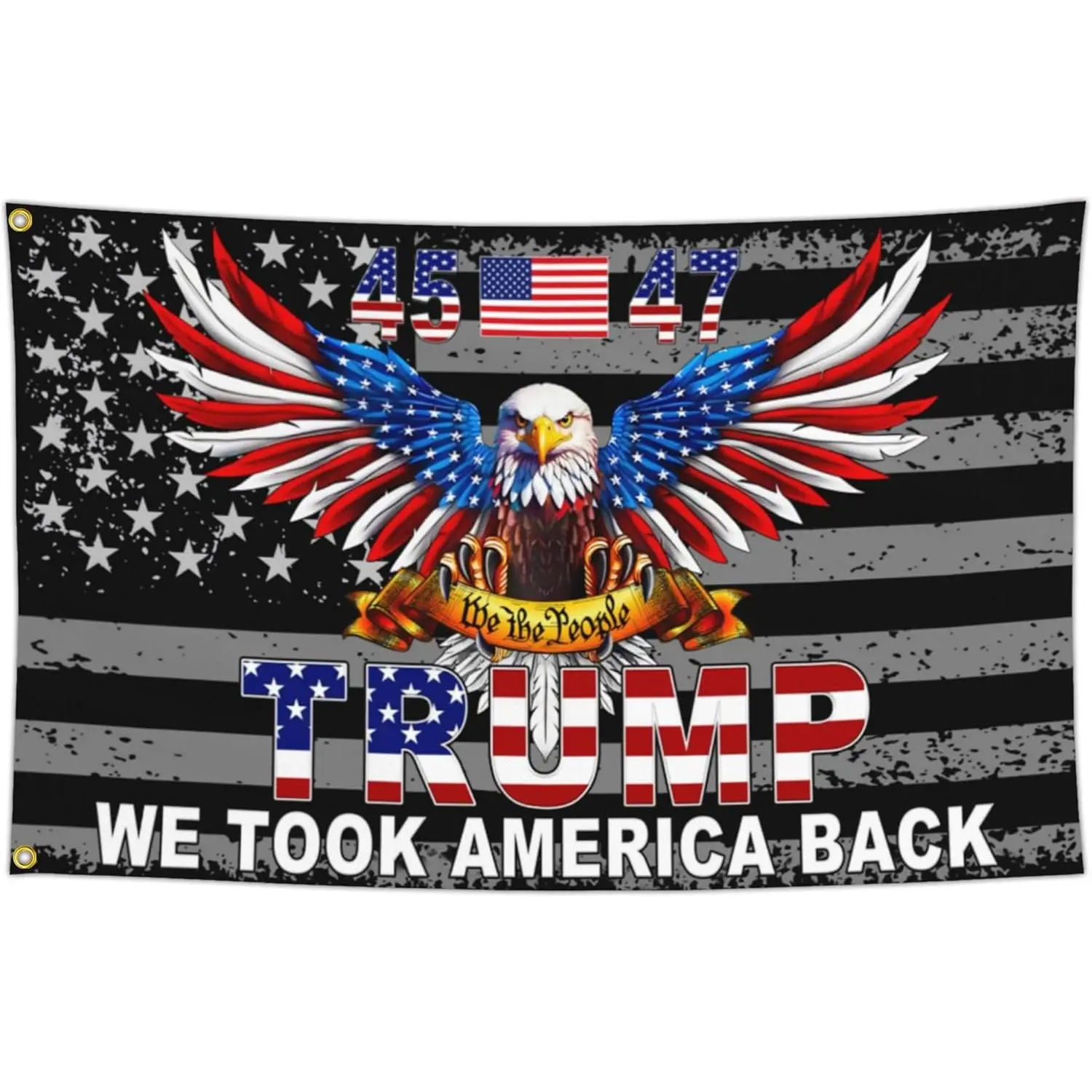 Trump 45th & 47th President American Eagle Double-Sided Polyester Synthetic Decorative Wall Tapestry Flag - Multi-Size, Rectangular, Large-Sized, 2025 Decor, Machine Washable, Indoors Bedroom Home Supplies Banner, Decorative Tapestry, Tropical