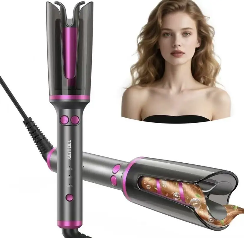 Automatic spiral curling iron with negative ions, long-lasting styling, lazy perm, big curls, large waves, does not damage hair, perfect gift, Smooth mini curler, automatic rotating hair styling suit for ideal gift selection.