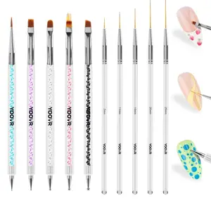 Nail Art Brushes and Dotting Tools, 10pcs Nail Art Design Tool Set, Nail Brushes for Nail Art, French Tip Brush, Liner Brush, Gel Polish & Builder Brush, Manicure Tools for Salon Use & Home DIY