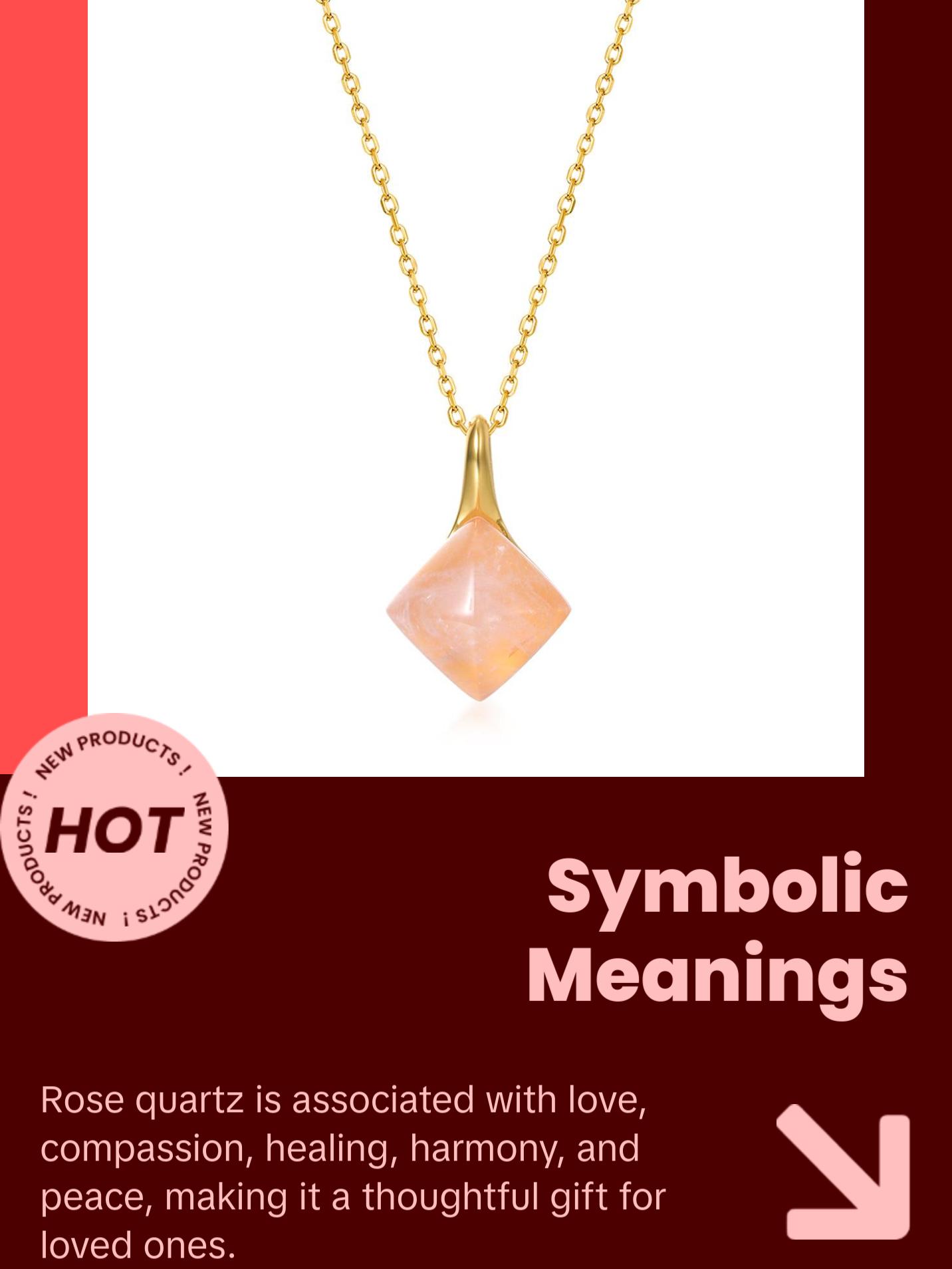 Rose Quartz Square Pendant Necklace