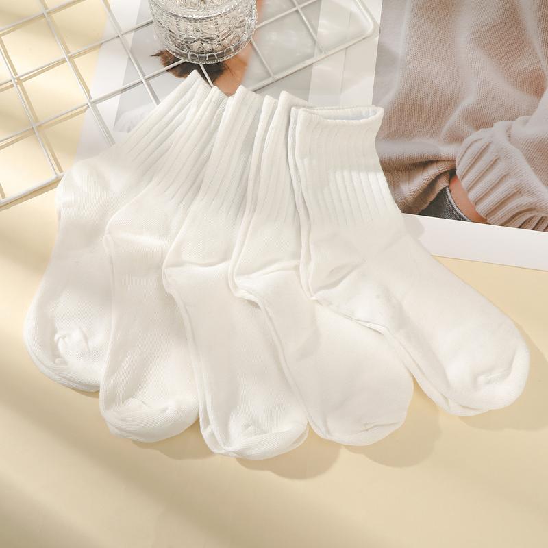 5 Pair Women's Medium Tube Socks Sports Socks Anti Odor Soft Crew Socks Comfortable Casual Socks Womenswear