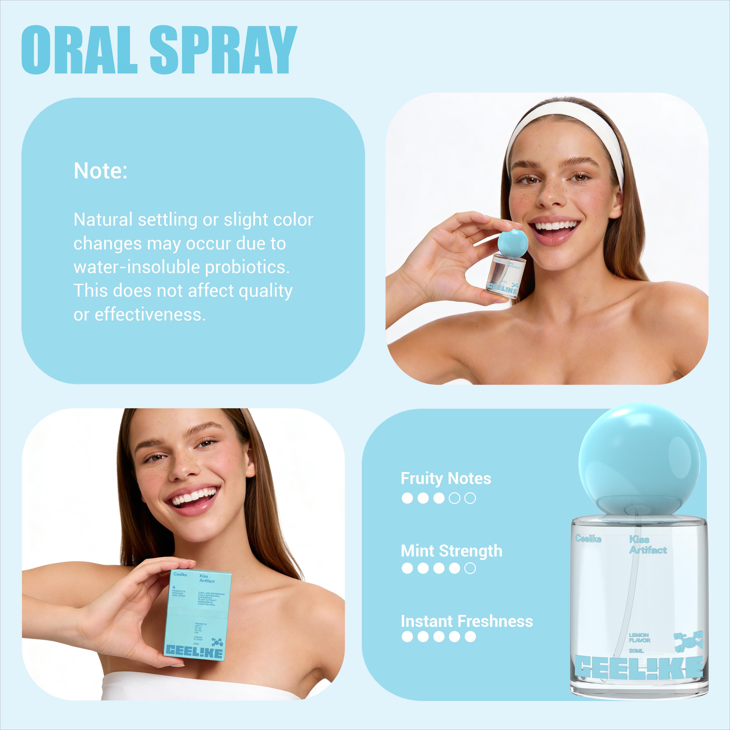 CEELIKE Probiotic Lemon Oral Spray | 20ml for Long-Lasting Freshness & Oral Health | Sugar-Free & Portable Breath Freshener