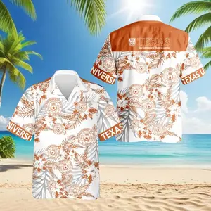 Texas University Hawaiian Shirt, Beach Design Summer Button Down Shirt, Tropical Aloha Shirt, Gift for Him or Her