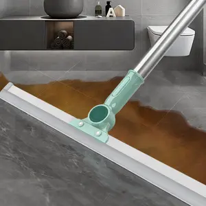 Floor Squeegee with 180° Rotating Head, Squeegee for Floor with 20-inch long broom 52'' Long Handle, Squeegee Broom, Squeegee for Window Cleaning, Bathroom Tile, Garage Concrete, Deck, Shower Glass