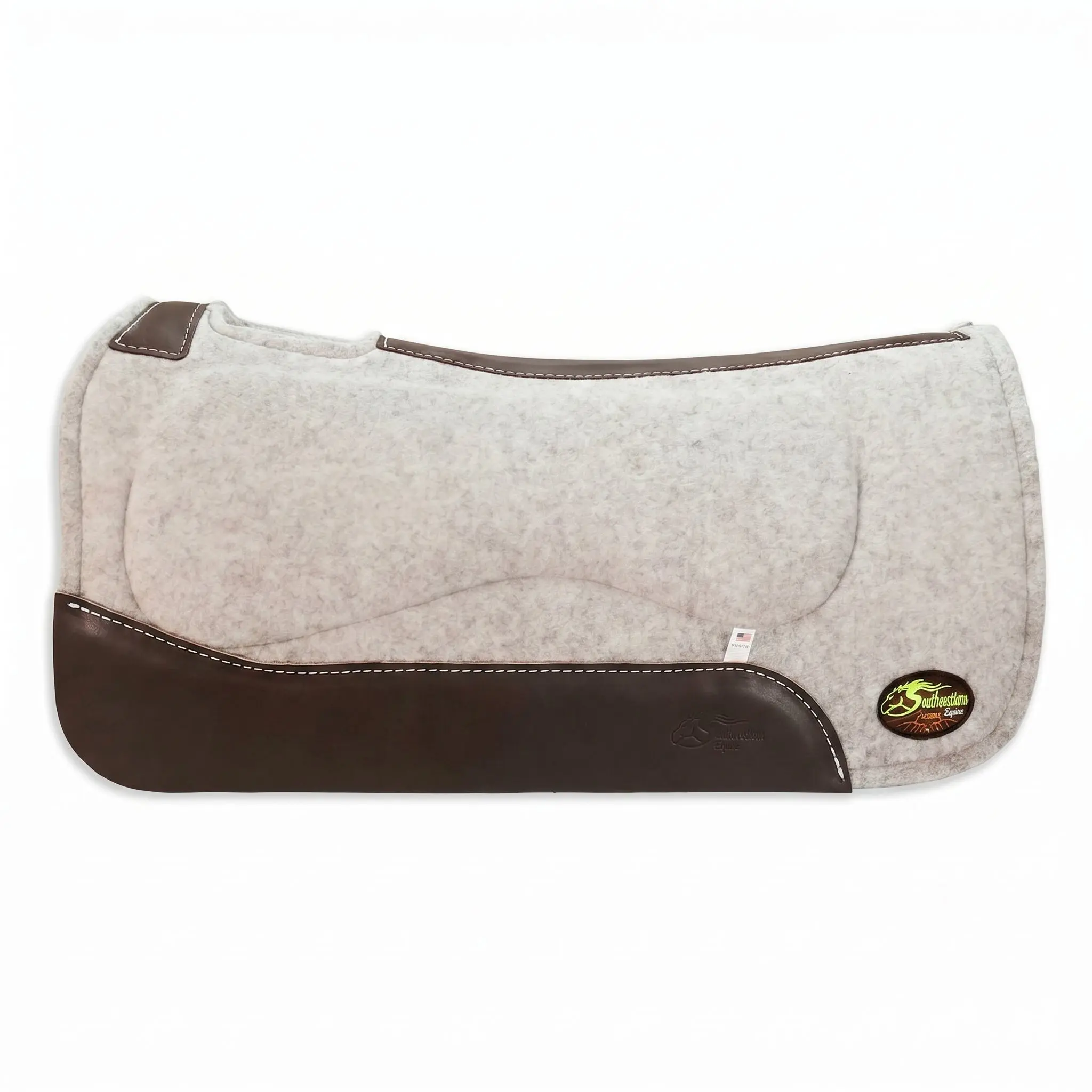 Contoured Wool Western Saddle Pad, 31x32 Black - Lightweight with Cream Fleece Bottom, Poron Inserts for Saddle Stability & Spine Relief, for Barrel Racing & Team Roping, Trail Riding, Cinch Cutout