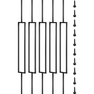VEVOR Deck Balusters,  , 10 Pack Metal Deck Spindles, 44\"x0.5\" Staircase Baluster with Screws, Iron Deck Railing for Wood and Composite Deck, Stylish Black Baluster for Outdoor Stair Deck Porch