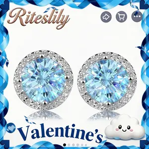 Luxury Bule Rose Cut Faceted Studs, Endless Cutting Surfaces Shiny Gemstone Earrings, Versatile Casual Formal Fashion Accessory for Daily Dating Banquet