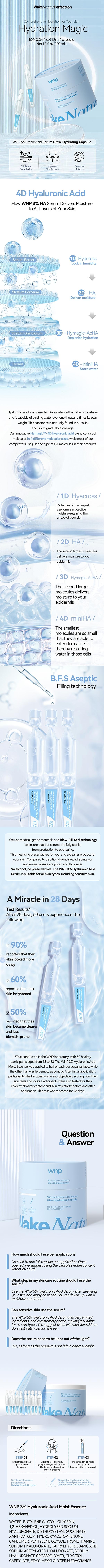[WNP Official] Ultra-Hydrating Serum -Vegan|4D Hyaluronic Acid Tubes*100|Hydrate| 3%Hyaluronic Acid Glass Skin Single-Use Vials SkincareComfort Hyaluronic Acid