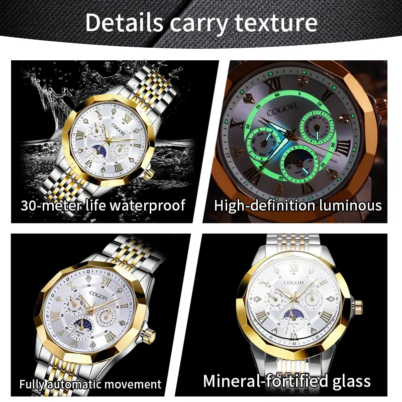 COGOH new multifunctional luxury Moon Phase Master Men