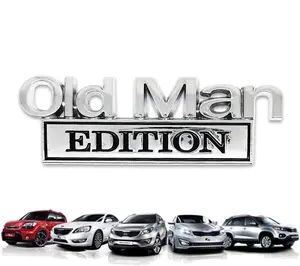 Old Man Edition Car Emblem,3D Metal Car Emblems and Badges,Rear Tailgate Bumper or Truck SUV Waterproof & Rustproof Decal Nameplate Sticker(Chrome & Black)