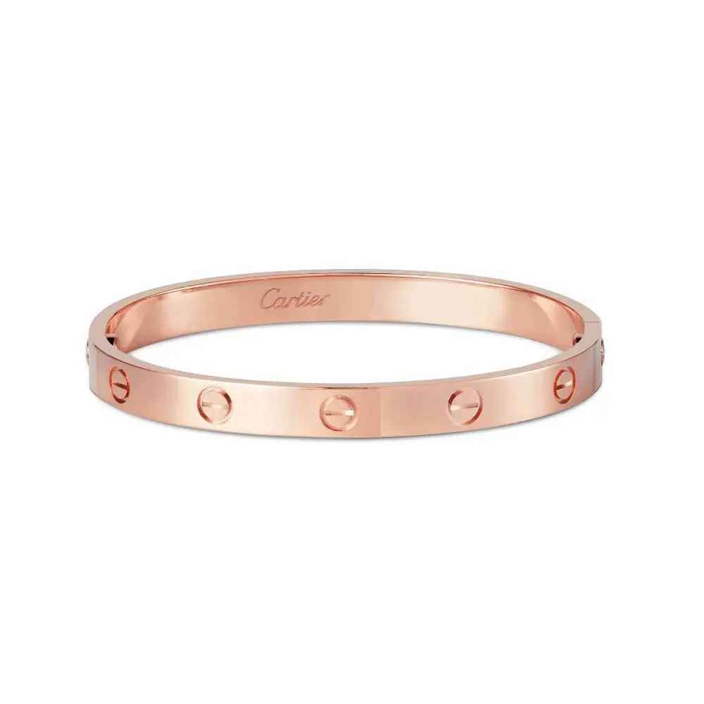 Pre-owned Cartier LOVE Bracelet Classic Model, 18K Rose Gold, 6.1mm Width, Full Set