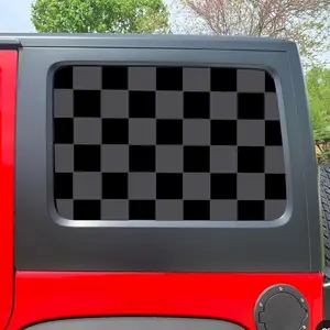 Universal 2pcs 42x90cm Rear Side Window Checker Board Pattern Checkered Flag Decal Sticker