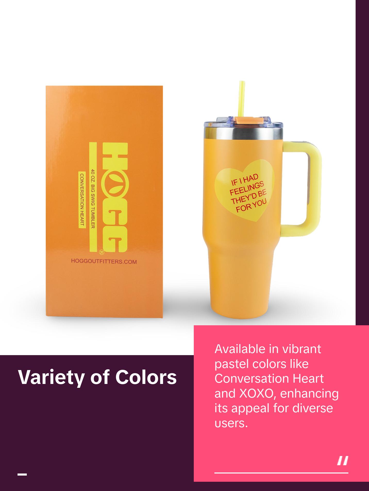 HOGG 40oz Powder Coated Big Swig Tumbler - Collection Double-Wall Vacuum Insulated 1000-2000ml Capacity BPA-Free Customizable Drinkware