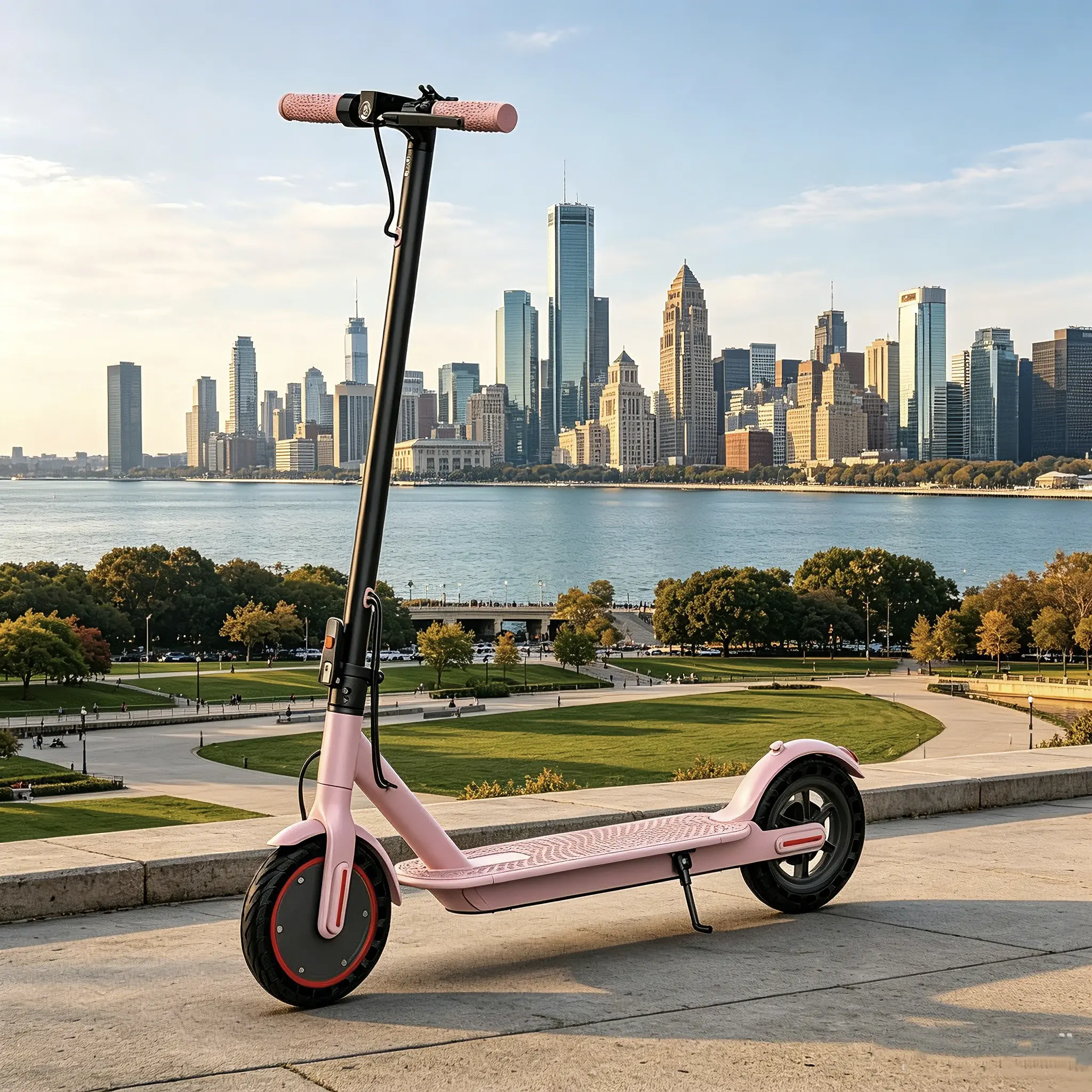 Portable Electric Scooter - 350W Motor, 8.5-in Tires, 19 MPH Top Speed, LED Lights, PP Control, Dual Brakes, Outdoor Riding - Ideal Halloween Gift for Her (Sports & Outdoor Fitness Scooters Equipment)