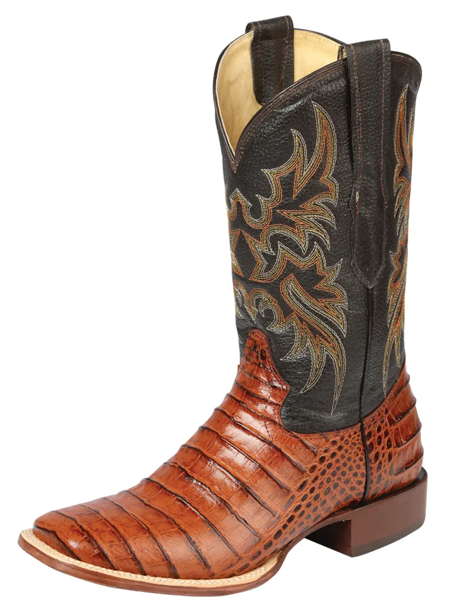 El General Rodeo Cognac 44939   Texture Genuine Leather Boots Handmade in Mexico for Durability and Luxurious Feel