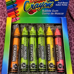 CARRIZOS BOMBI CRAYON CHEWING BUBBLE GUM BOX 24CT 7.61OZ PARTY FAVOR
