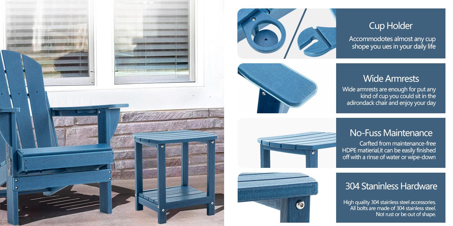 RIMIKING HDPE Chair & Side Table Set with Built-In Cup Holder, Weather-Resistant, Low-Maintenance, 304 Stainless Hardware,QWY-1SET RIMIKING HDPE Chair & Side Table Set with Built-In Cup Holder, Weather-Resistant, Low-Maintenance, 304 Stainless Hardware,QWY-1SET