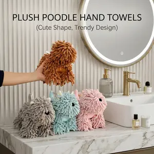 Puppy-shaped Hand Towel - Super Absorbent Chenille Fabric, Ultra-Soft, Hanging Loop Design, Cute Home Decor for Kitchen & Bathroom, Perfect Gift for Dog Lovers Hangable