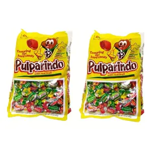 Pulparindo Hard Candy  with Real Fruit, Mango, Tamarind Watermelon & Spicy Flavors, Sweet Snack Mangga Candies 68 counts Each bags (packs 2 ) Party Favor