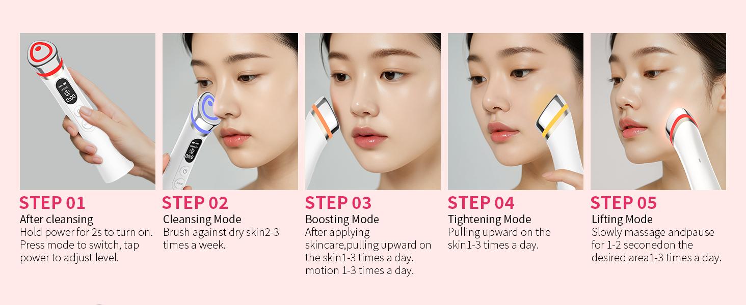 Face Lift Device – 8 in 1 Skin Tighten and Lift, LED Light Therapy for Wrinkles, Korean Skin Care, Spa-Grade Facial Massager Lift & Firm Beauty Massager (White)