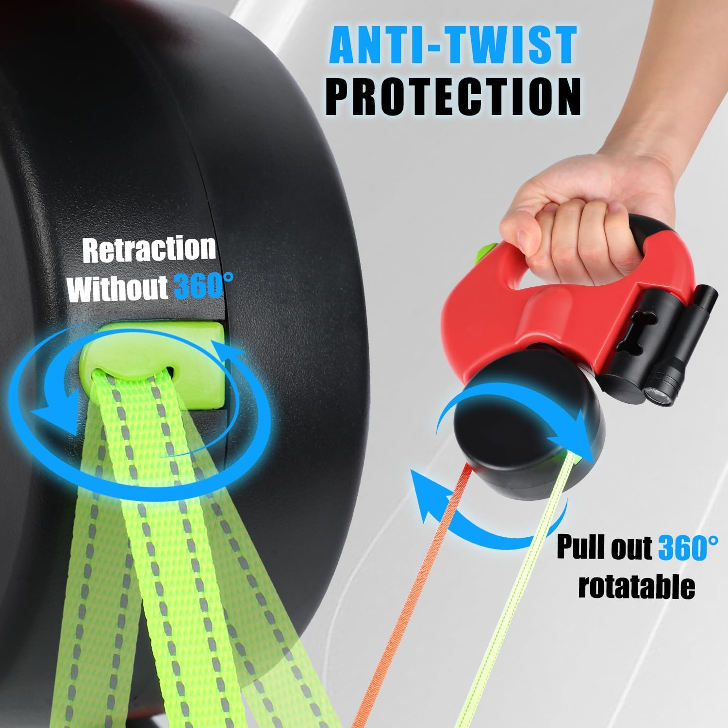 Dual Retractable Dog Leash, New Leash for Two Dogs 3M Pet Two-Headed Traction Rope for Running Hiking Training with 360 Tangle-Free, Two Dog Lead with Nylon Ribbon for Small Medium Dogs (Black)