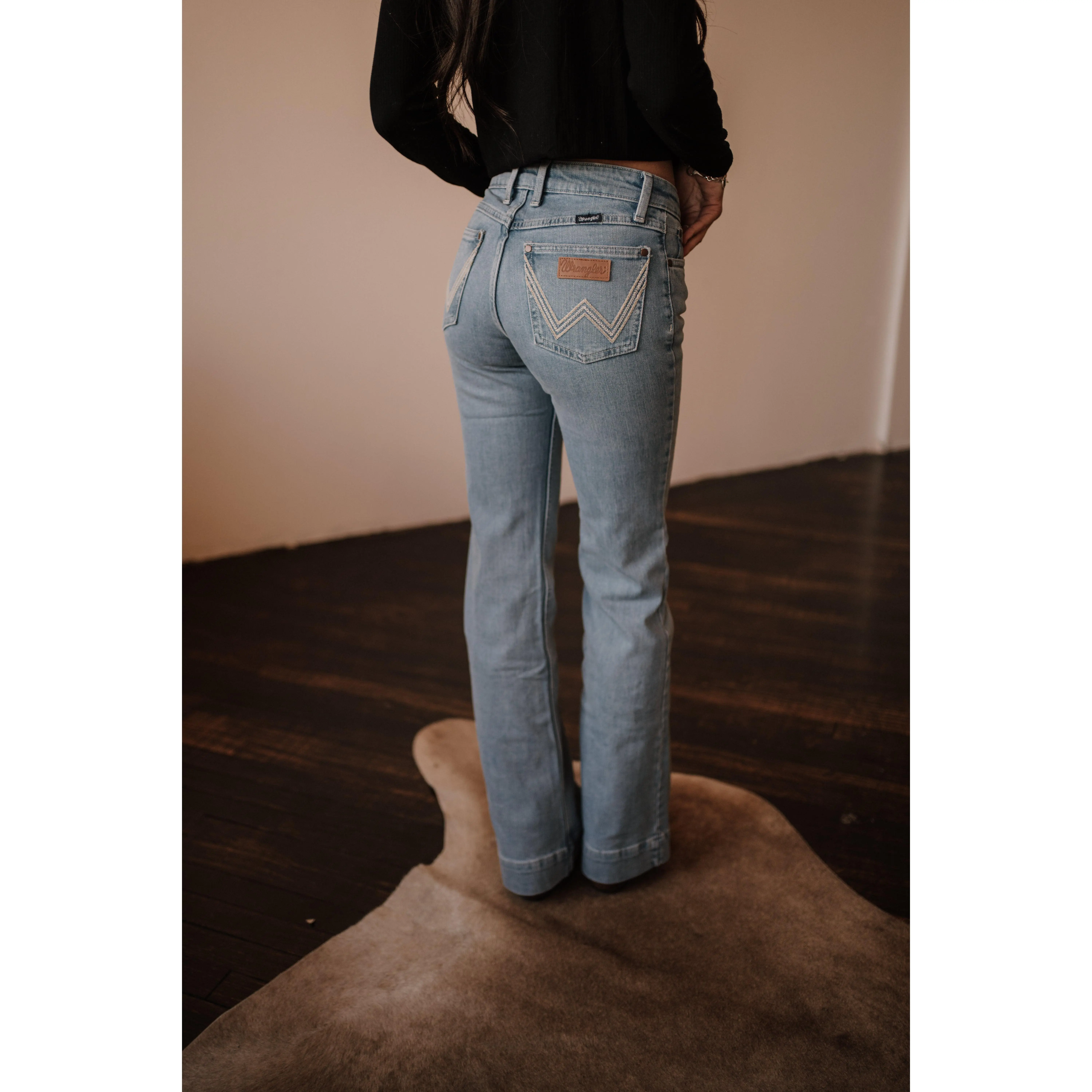 Wrangler Grace Lightwash Trouser, Cotton, Bottom, Jeans, Lady, Pants, Denim, Elastane, Casual, Mid Rise, Stylish Denim, Pants For Women, Trouser Drape, Clean Lines, Washed