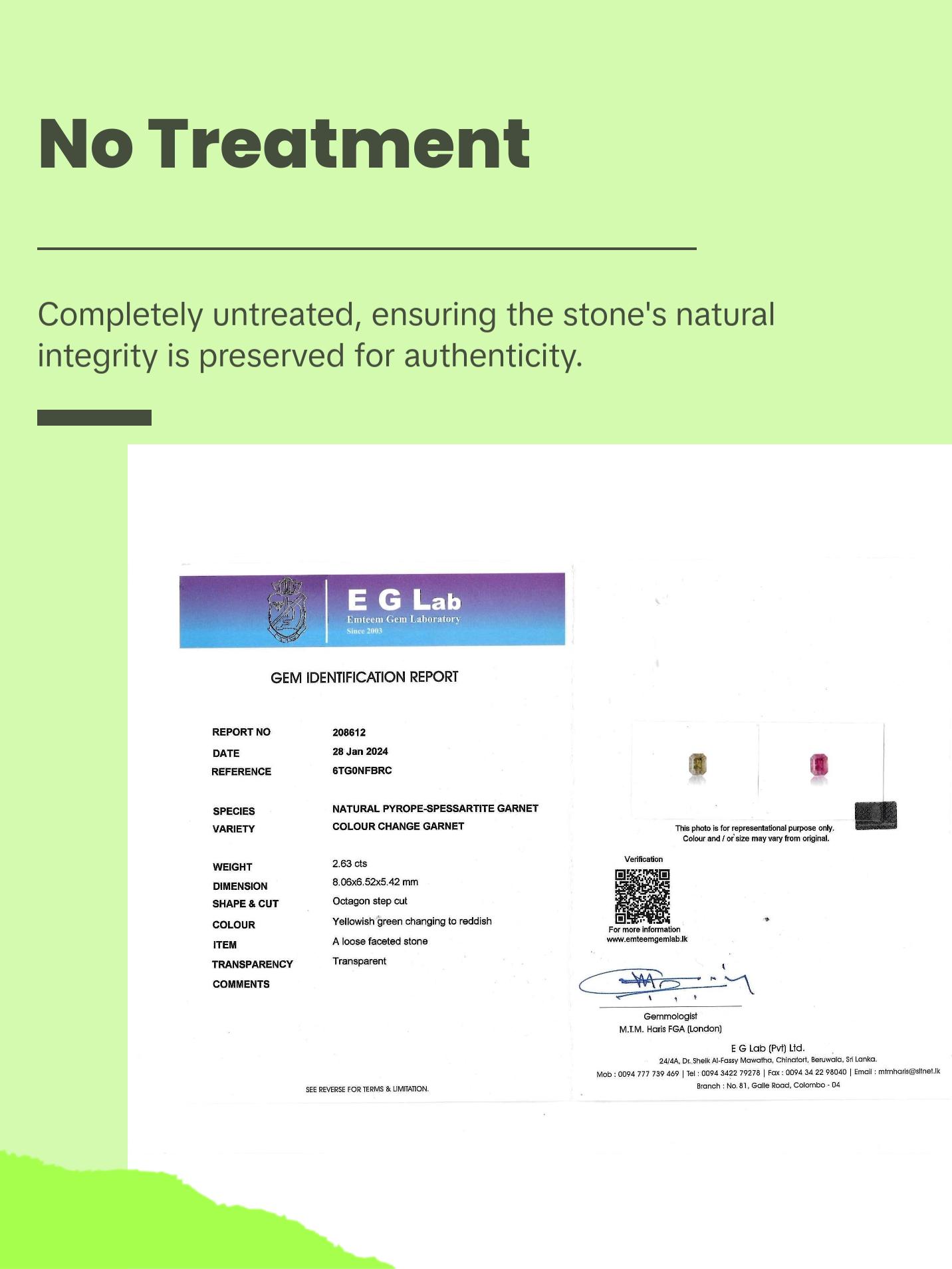 Natural Pyrope-Spessartite Color Change Garnet - 2.63ct - Octagon Step Cut