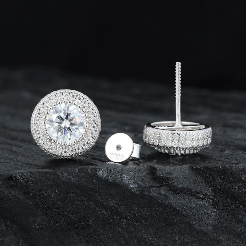 UCCIYO S925 Sterling Silver D Color VVS1 Moissanite Screw Stud Earrings, Fashion Sparkling Ear Jewelry, Men's Jewelry for Women, Ideal Birthday Mother's Day Gifts [N3E10], Fashion Ear Jewelry