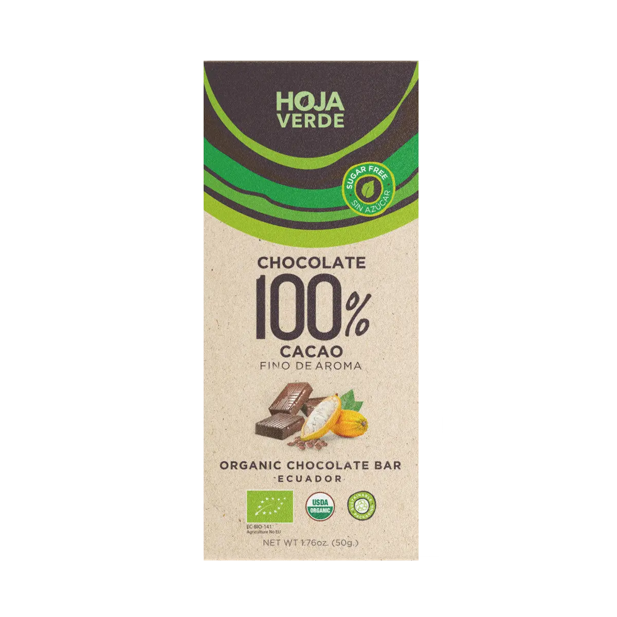 Hoja Verde 66%-100% Pure Cacao Dark Chocolates 4-Pack