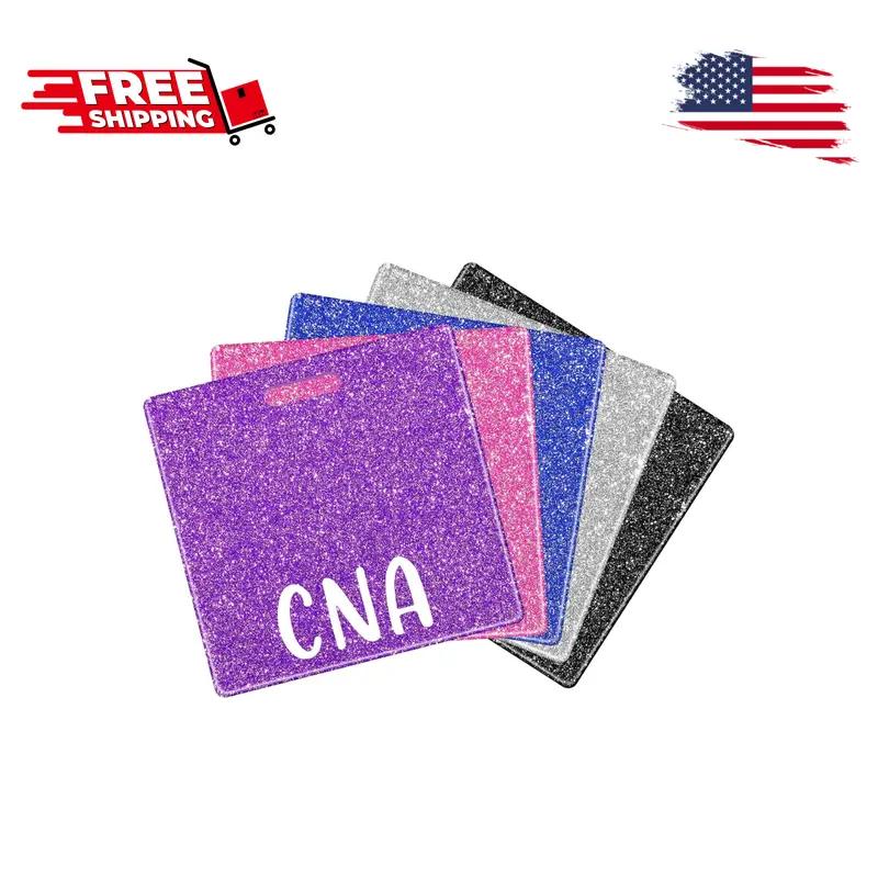 5 Pcs CNA Badge Holder in 5 Glitter Colors Retractable ID Name