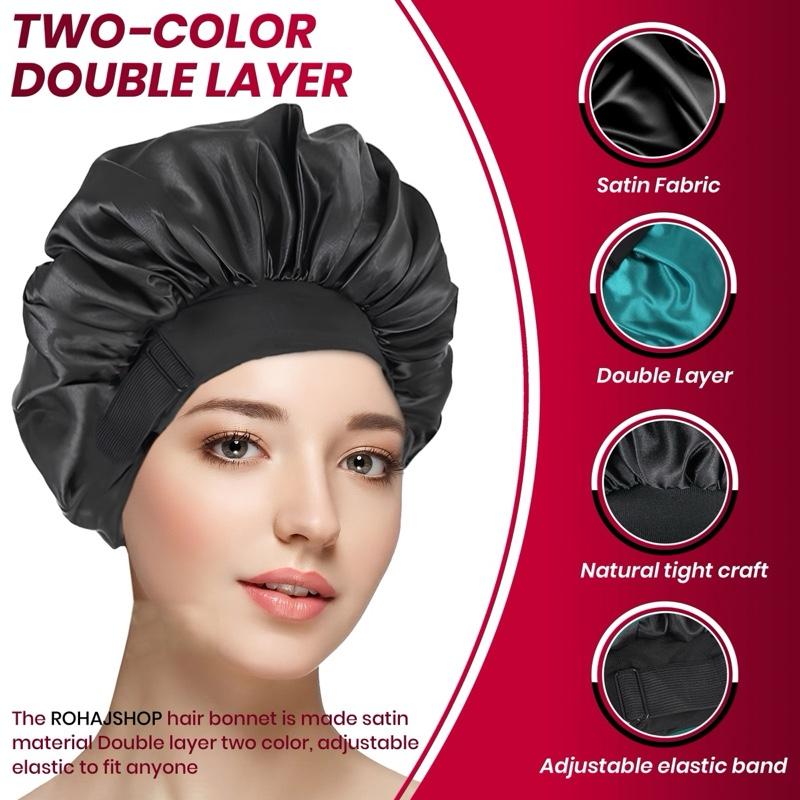 Double Layer Silk Bonnet for Haircare Soft Practical Sleeping Cap with Elastic Tie Band for Curly Natural Hair Comfortable Secure Fit Satin Bonnet for Hair Care Heatless