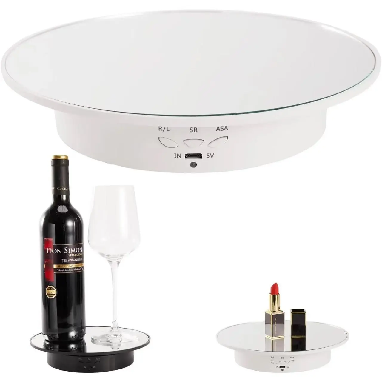 Motorized Rotating Display Stand, 7.87inch/17.6lbs Load, 360 Degree Electric Rotating Turntable for Photography Products, Jewelry, with 5 Colors Backgrounds, Mirror Cover (Rechargeable)