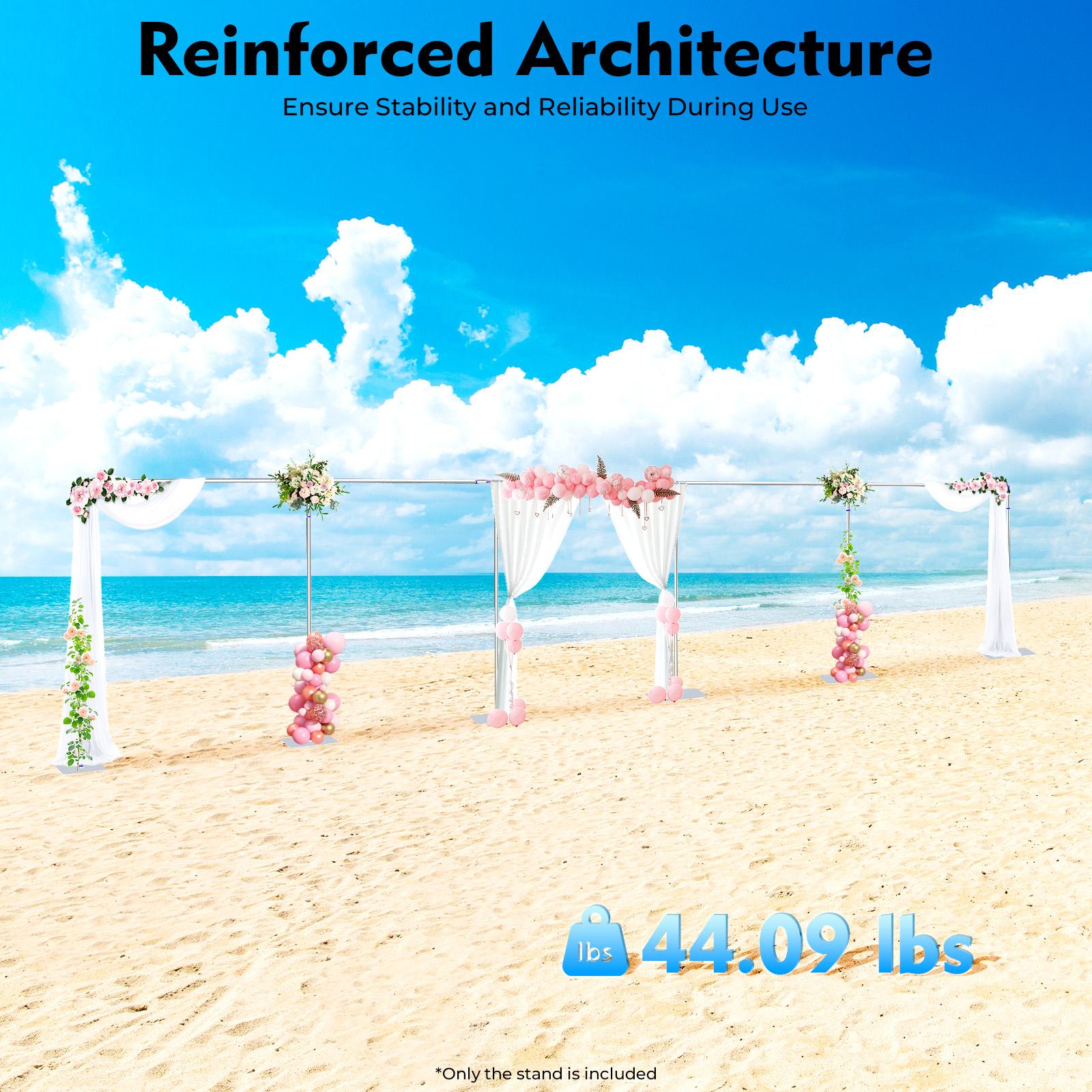 Large Wedding Decoration Stand Metal Rectangle Arch 3x15m Heavy Duty Freestanding With Base For Party Balloons Bouquets Silver Purple