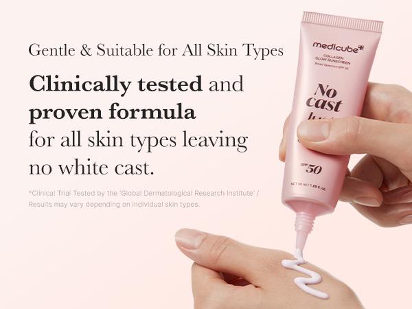 [NEW] [medicube] No Cast Just Glow Collagen Sunscreen | SPF 50 Broad Spectrum Face Sunscreen | Lightweight, Non-Sticky, Hydrating Formula | No White Cast or Residue | Peptide, Cica for Soothing & Natural Glow