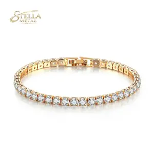 Tennis Bracelet 14K Gold Plated 3mm Cubic Zirconia - Hypoallergenic Gold Bracelets for Women - Size 6.5-8.5 Inch - Simulated Diamond Tennis Bracelets