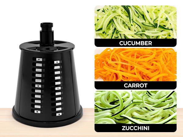 SUSTEAS Vegetable Food Chopper with 6 Design Blades and Strong Suction Cup Base Durable 18/10 Stainless Steel Blades BPA-Free Food-Grade Materials Rotating Cheese Gyro Cutter Kitchen Gadgets Utensils Mandoline Slicer New Black