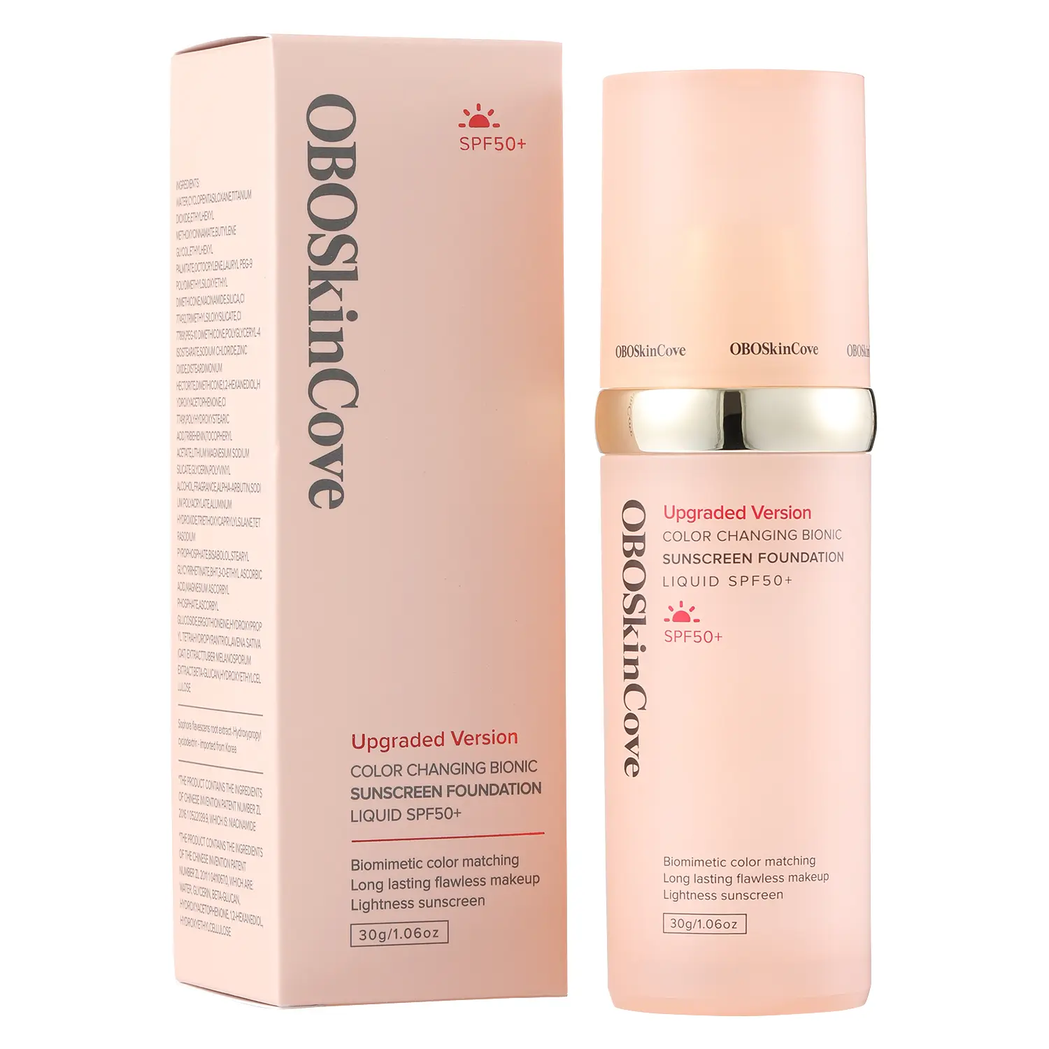 OBOSkincove Flawless Foundation - Water Proof & Hydrating Makeup Products with SPF 15 Sun Protection, Skin Tone-Adapting Full Blemish Coverage for All Skin Types, Long-Lasting, Medium Shade,sunscreen #backtoschool