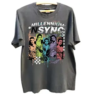 Vintage NSYNC Millennium Tour T-Shirt, Retro 90s Boy Band Graphic Tee, Y2K Aesthetic Music Merchandise, Oversized Streetwear Pop Culture Top, Gift For Fans, Unisex, Nostalgic	