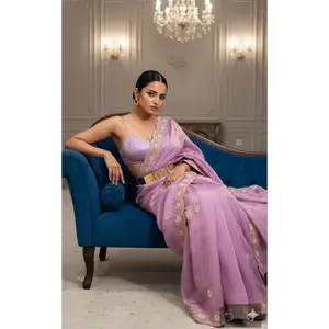 Pure Tissue Silk Saree with hand Zardozi work