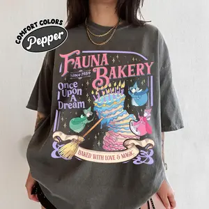 Comfort Colors Retro Whimsical Bakery Baked With Love And Magic Shirt, Playful Fairy Tale Forest Baker Tee, Vintage Magical Cottagecore Holiday Outfit, Trendy Enchanted Woods Family Design, Premium Oversized Storybook Gift