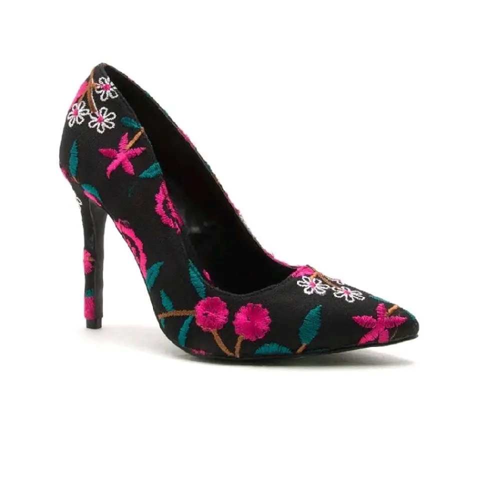 Floral Print Heels - Vibrant Floral Pattern for Casual & Semi-Formal Occasions - Comfortable Fit for All-Day Wear - Stylish & Versatile Women's Shoes