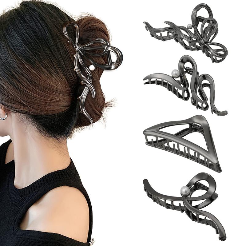 AWAYTR 4Pcs/Set Metal Hair Claw Clips Irregular Large Clips for Women Non-Slip Styling Accessories for Thick and Thin Hair