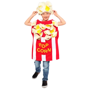 Popcorn Costume Dress For Kids - Striped Tunic with 3D Felt Popcorn and Matching Hat - Perfect for Halloween, Pretend Play Fun, Theme Party & Cosplay Costume Party
