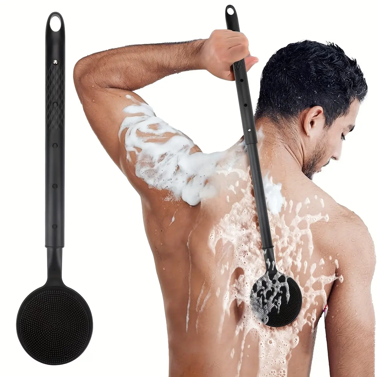 MIDOAIS telescopic bath brush, soft adjustable long-handled shower brush, gentle back cleaning brush, deep cleaning skincare, a great gift